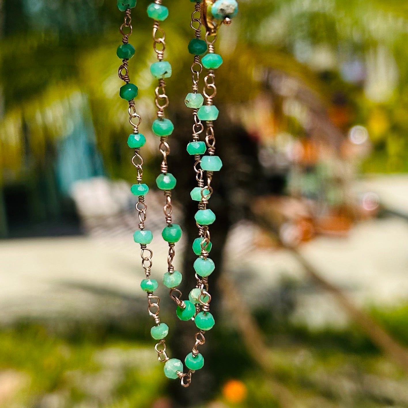 Gemstone Rosary Necklace ~ Spring Green Chrysoprase RG
