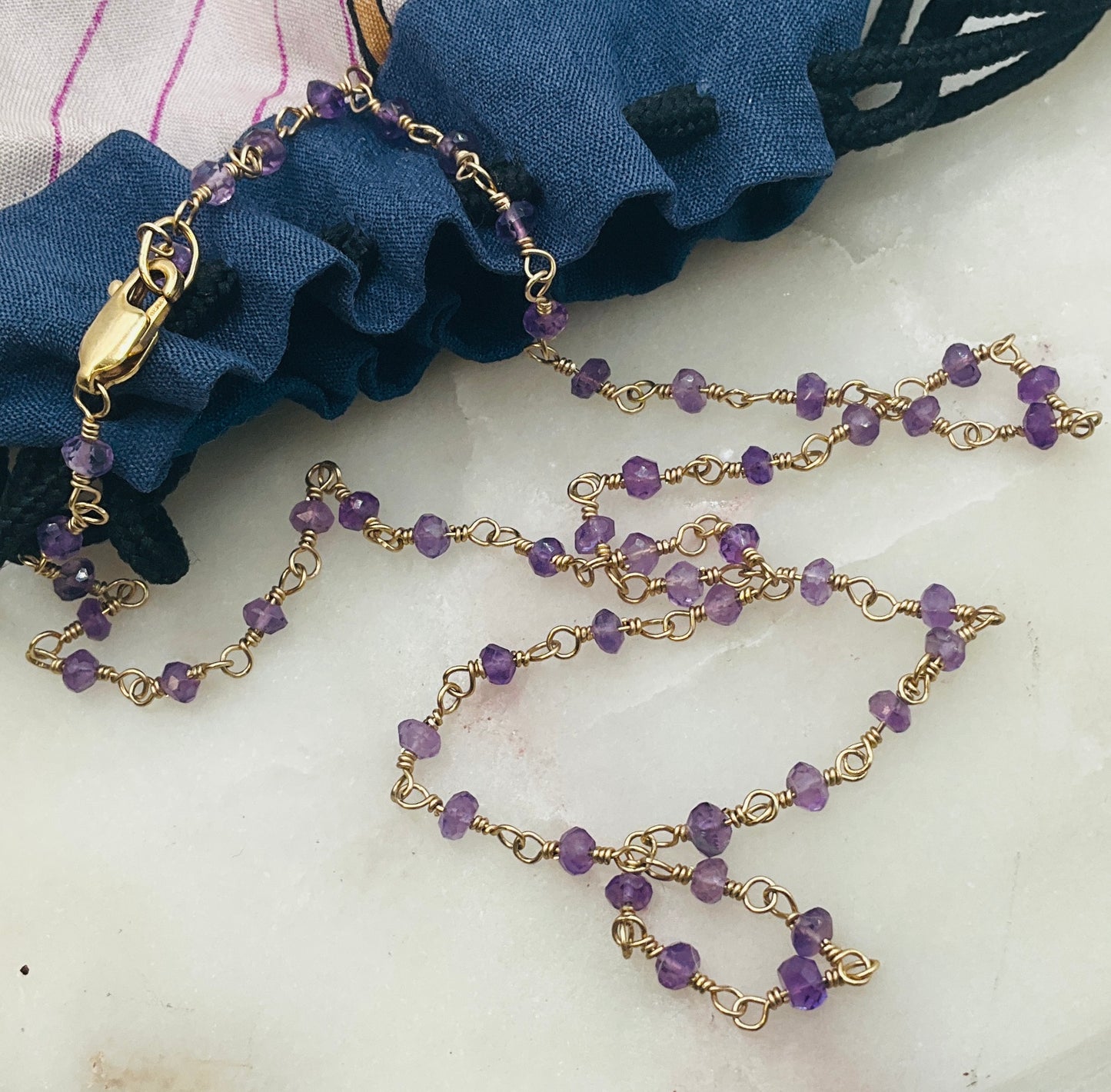 Gemstone Rosary Necklace ~ Small Amethyst
