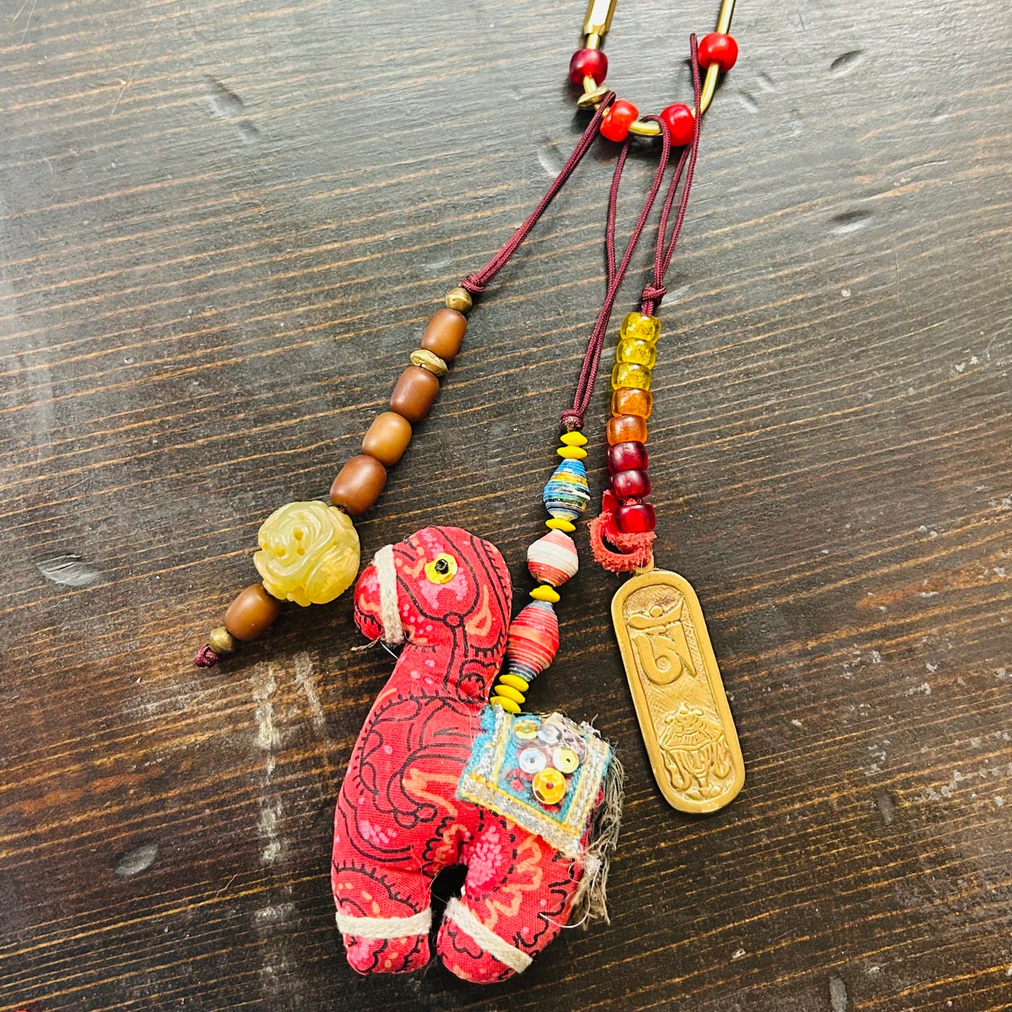 Om with Parasel Brass Handbag Charm