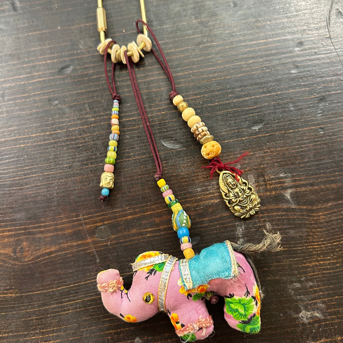 Sari Elephants and Llamas with Trade Beads Handbag Charms