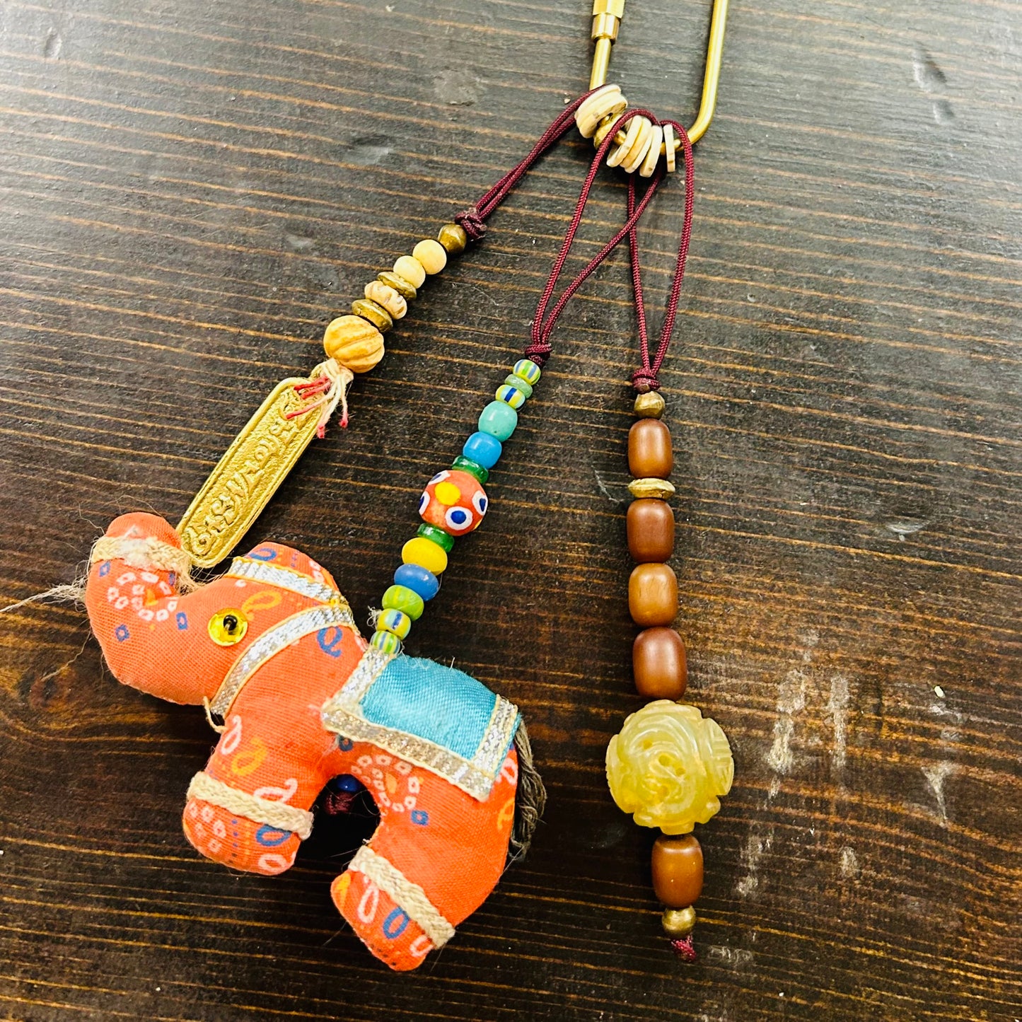 Double Happiness Jade Bead Handbag Charm