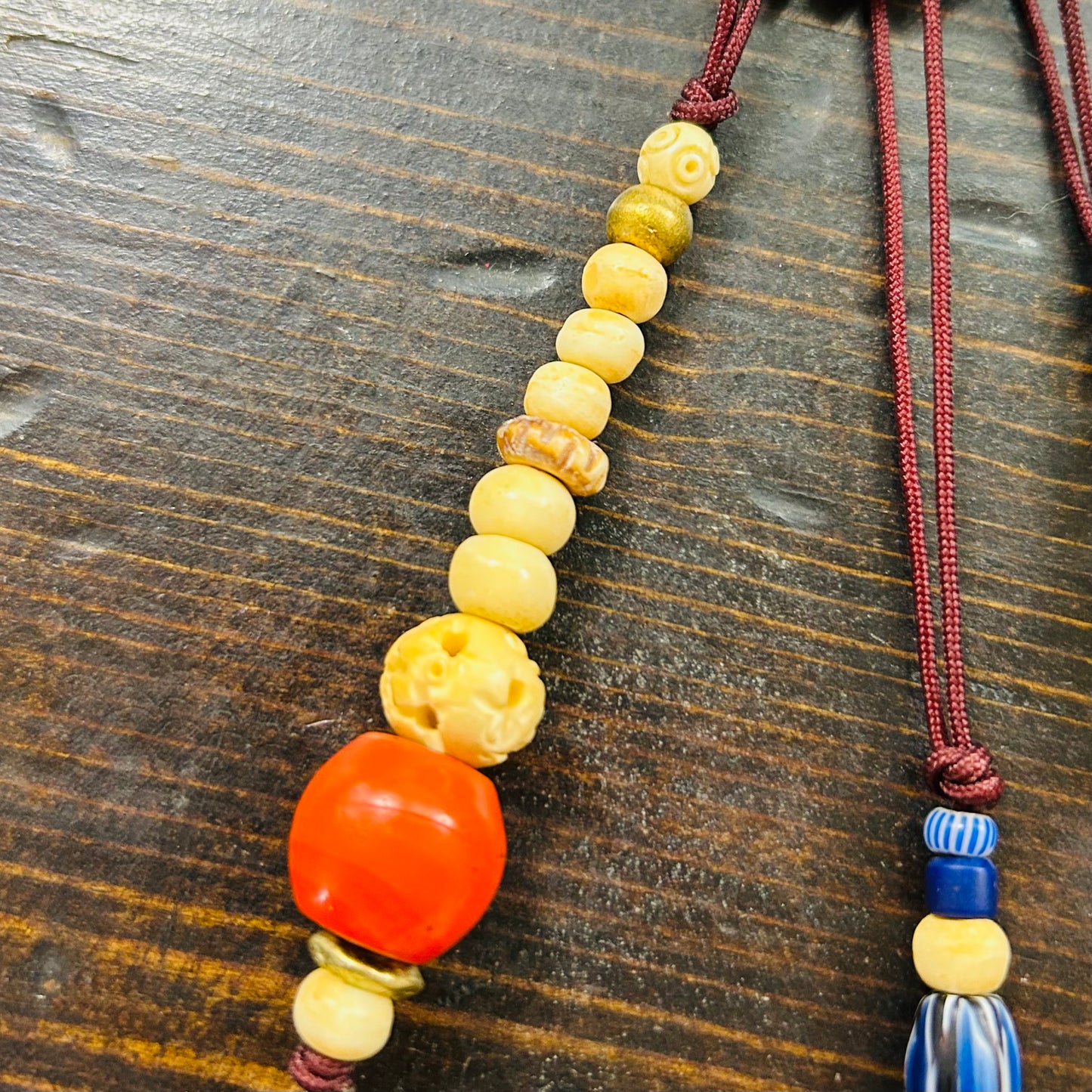 Antique Rare Sherpa Coral Bead Handbag Charm