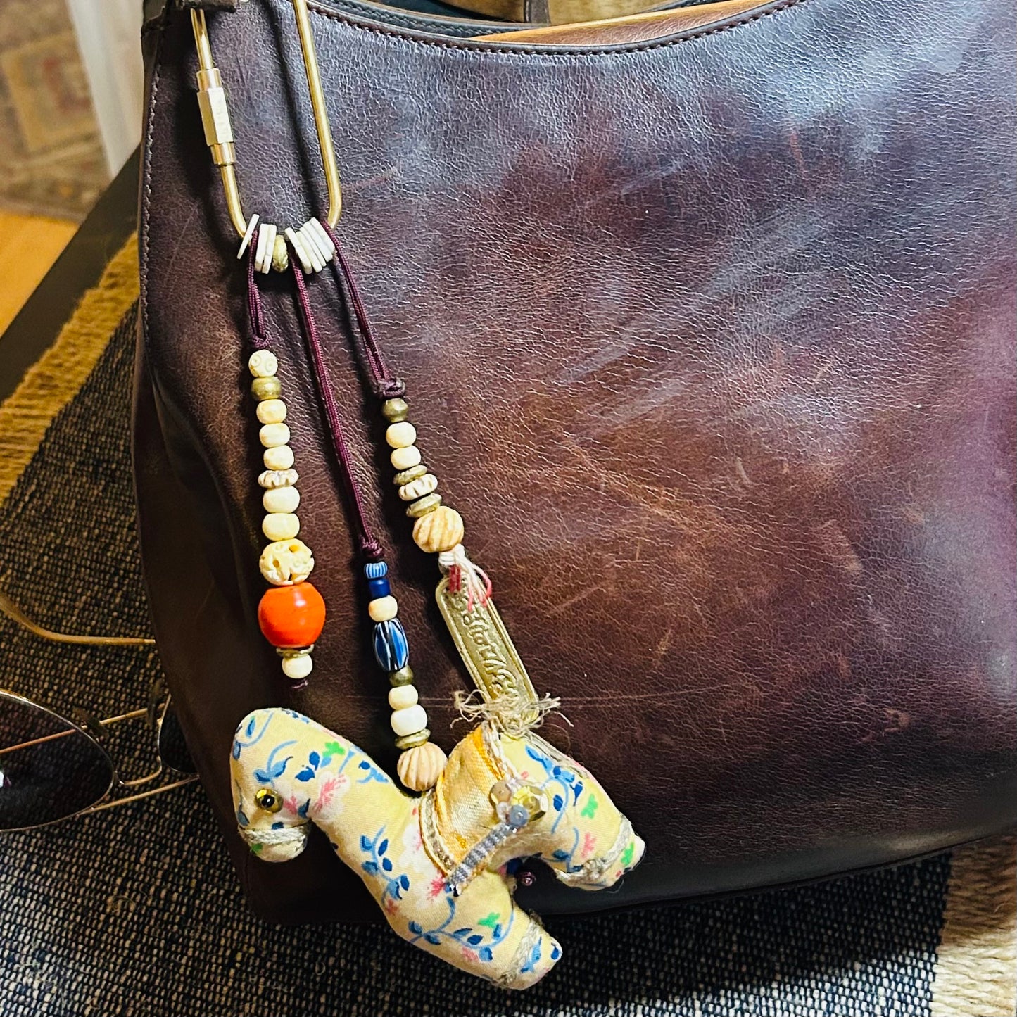 Sari Elephants and Llamas with Trade Beads Handbag Charms