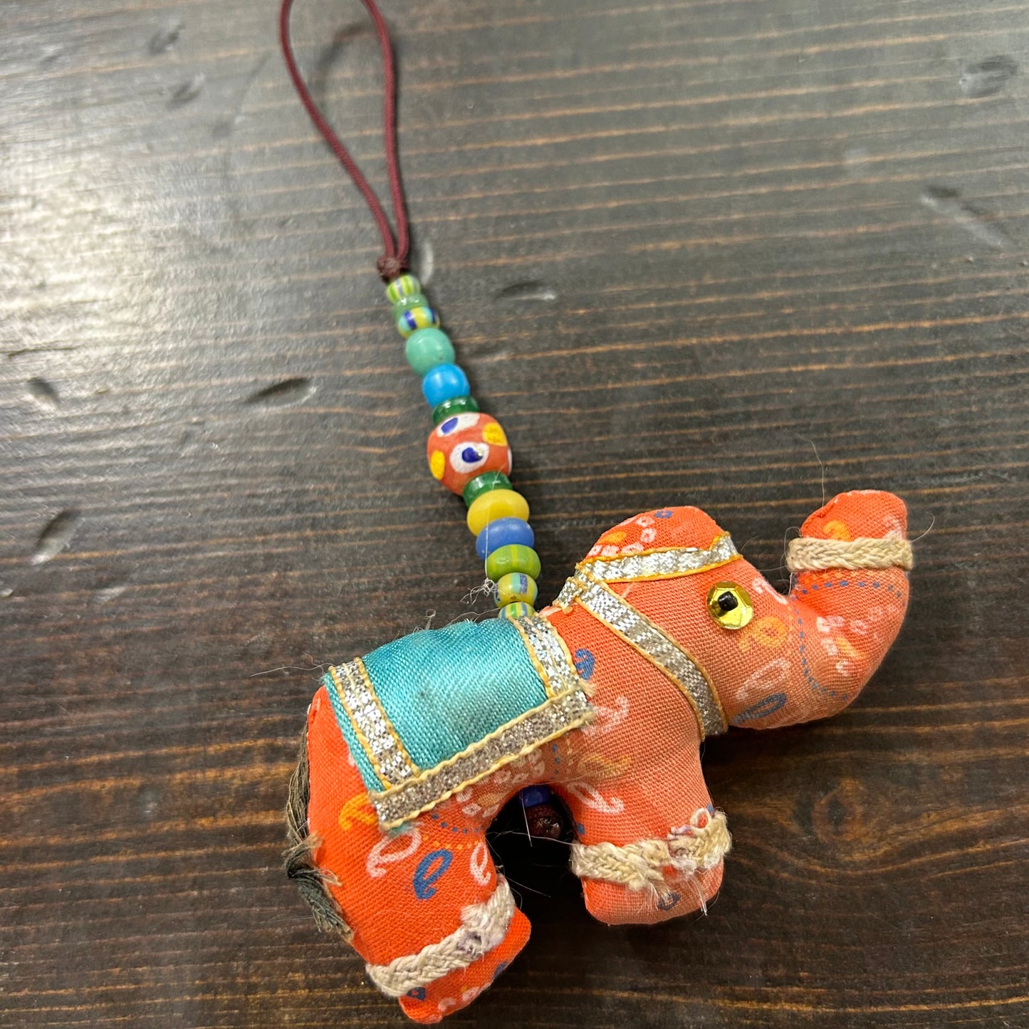 Sari Elephants and Llamas with Trade Beads Handbag Charms