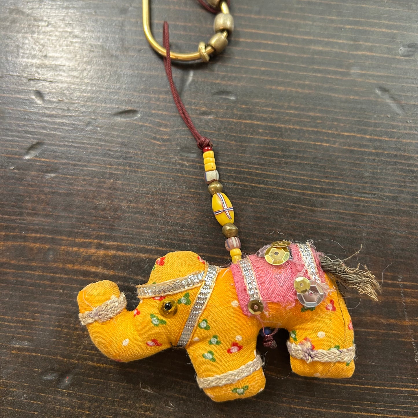 Sari Elephants and Llamas with Trade Beads Handbag Charms