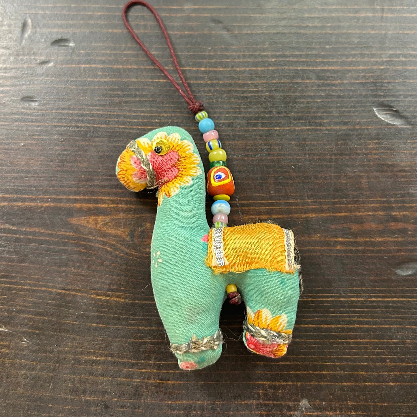 Sari Elephants and Llamas with Trade Beads Handbag Charms