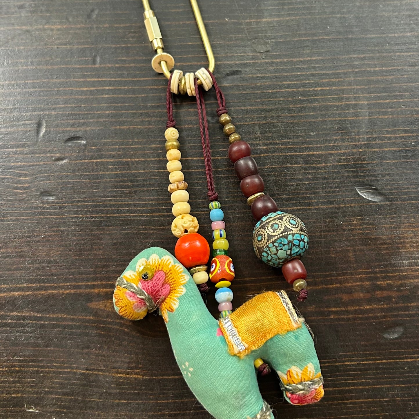 Sari Elephants and Llamas with Trade Beads Handbag Charms