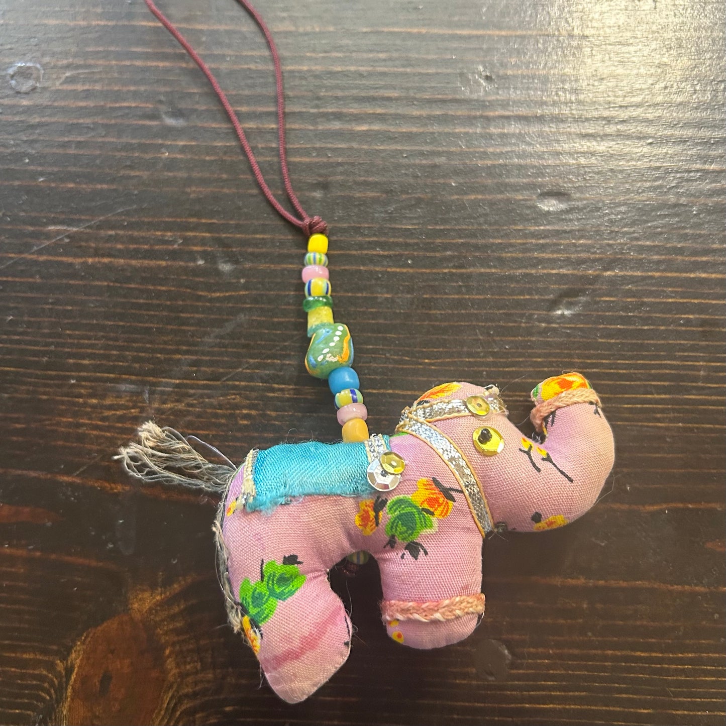 Sari Elephants and Llamas with Trade Beads Handbag Charms