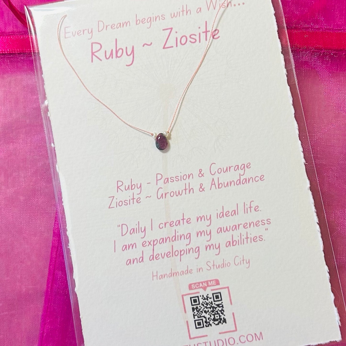 Tiny Wishes Necklace – Ruby Zoisite (Courage & Growth)