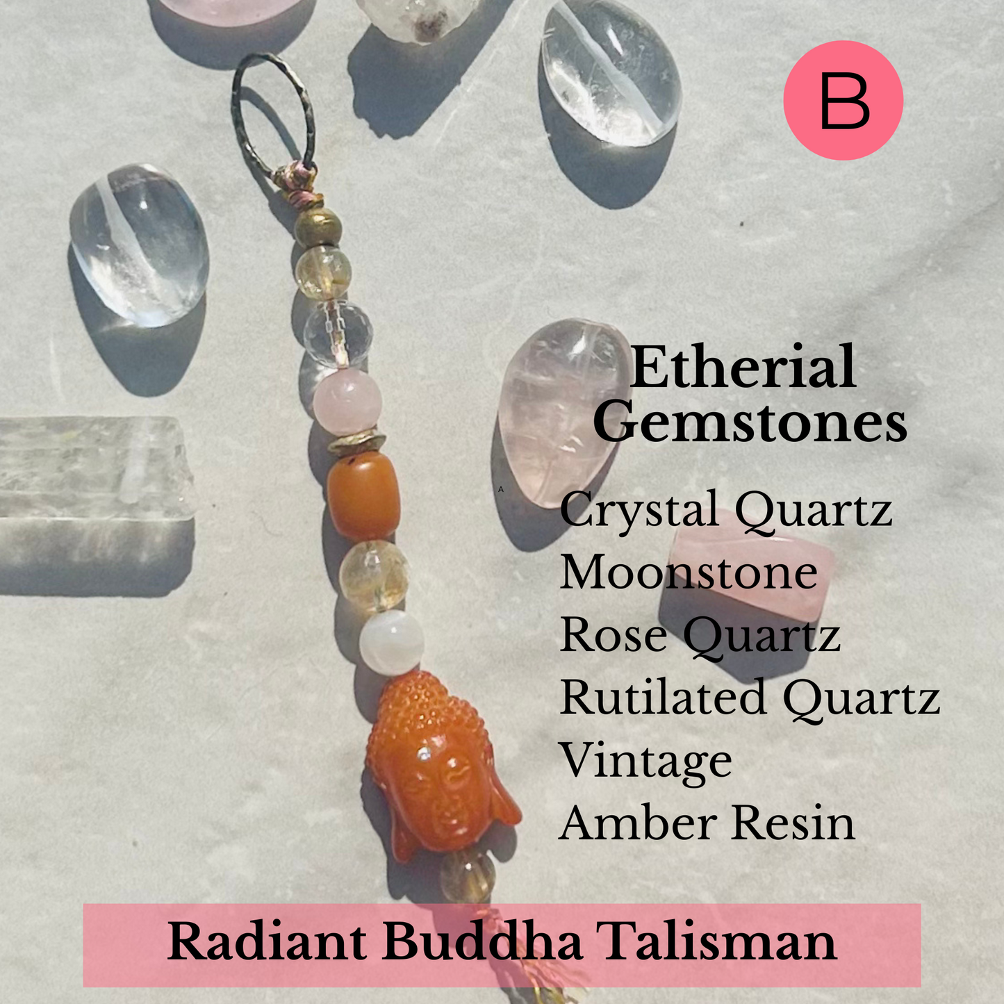 Boho Buddha Talisman Bag Charm with natural gemstones