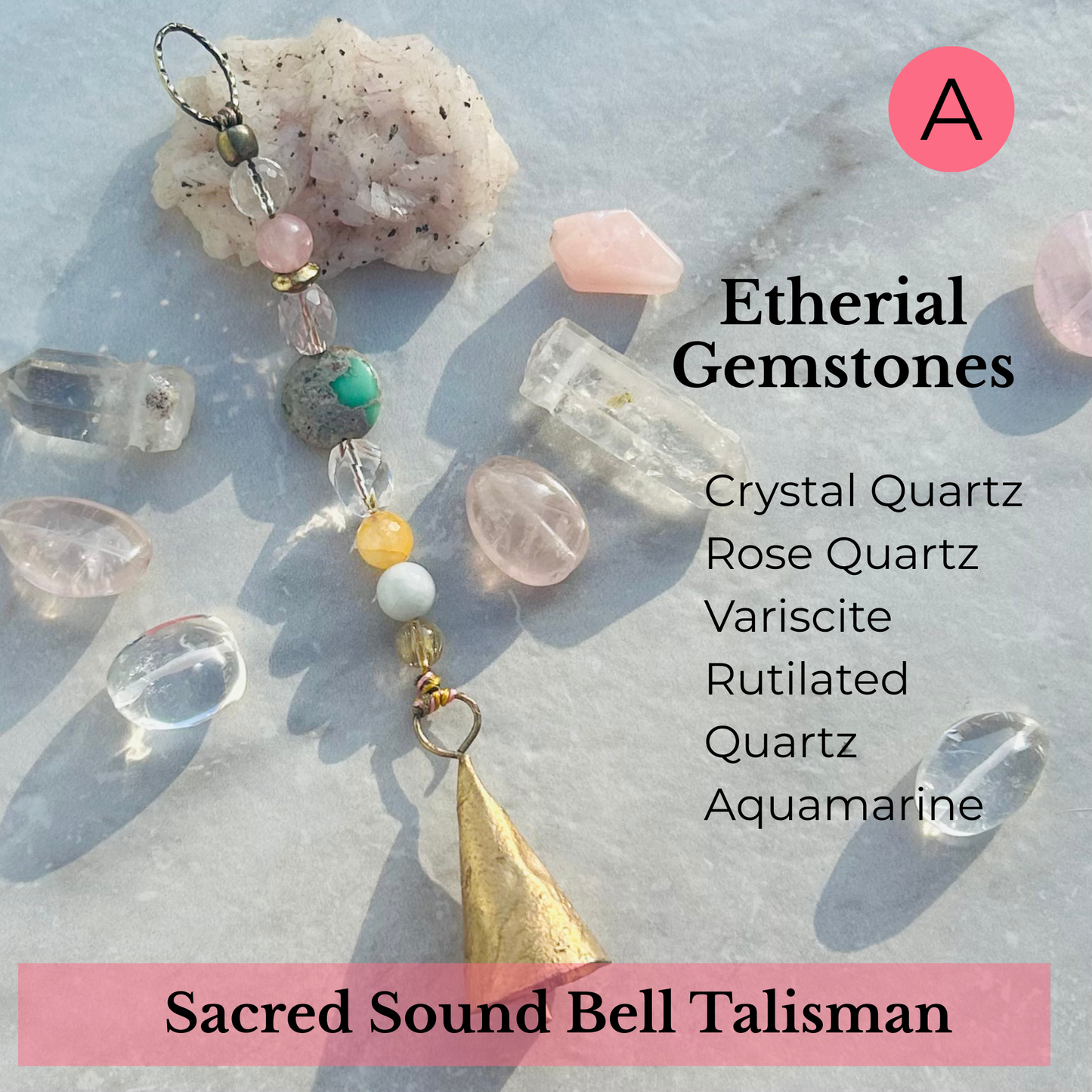 spiritual bell charm with gemstone accents
