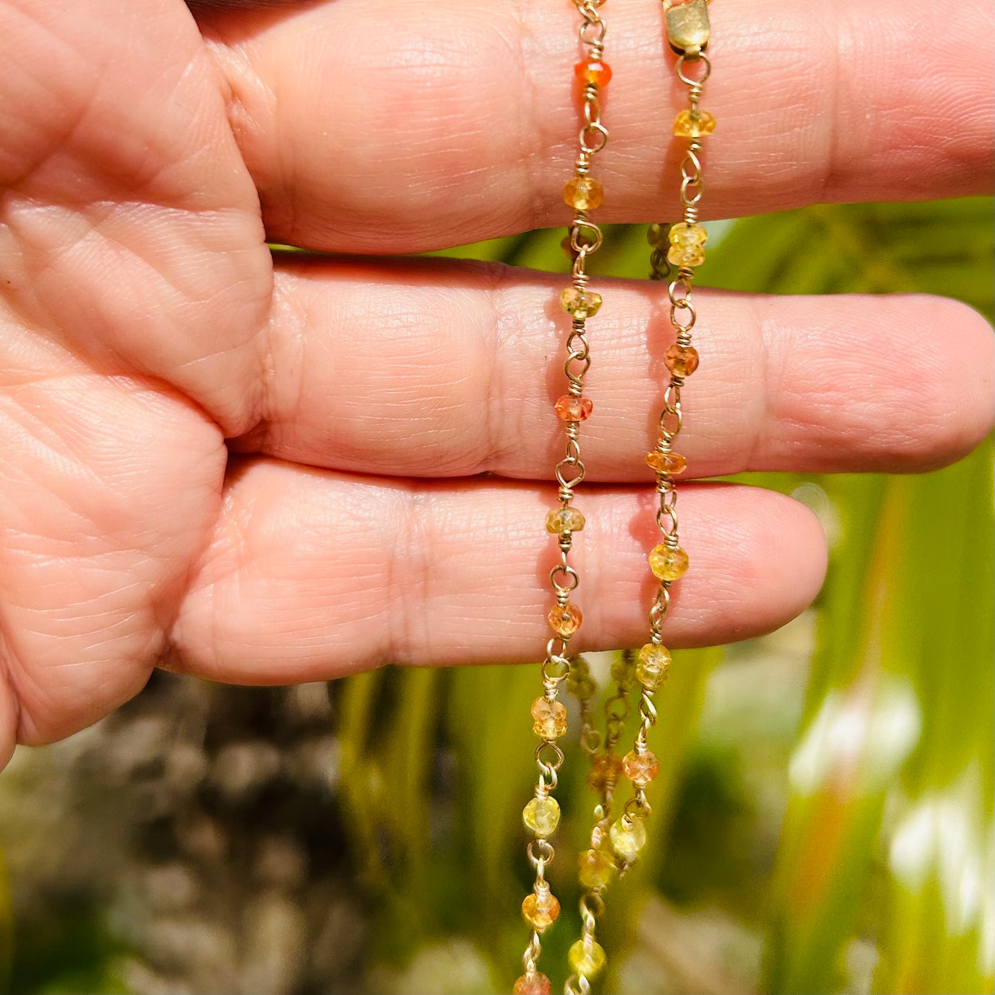 Gemstone Rosary Necklace ~ Yellow Orange Sapphire