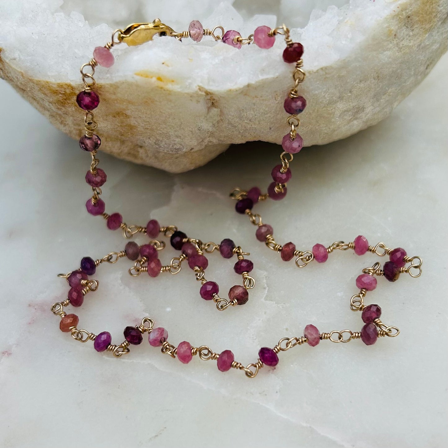 Gemstone Rosary Necklace ~ Pink Tourmaline