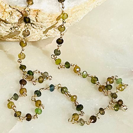 Gemstone Rosary Necklace ~ Green Tourmaline