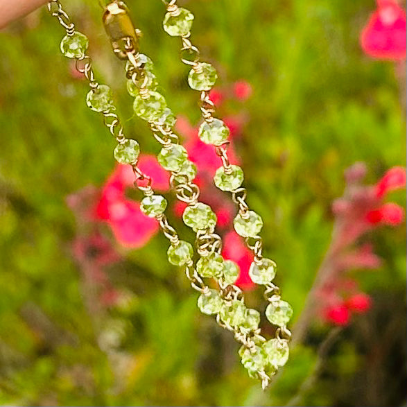 Gemstone Rosary Necklace ~ Translucent Green Peridot