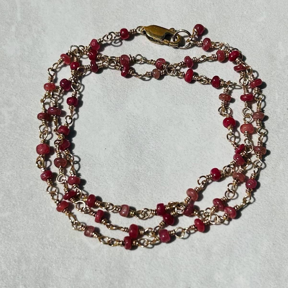 Gemstone Rosary Necklace ~ Tiny Red Ruby