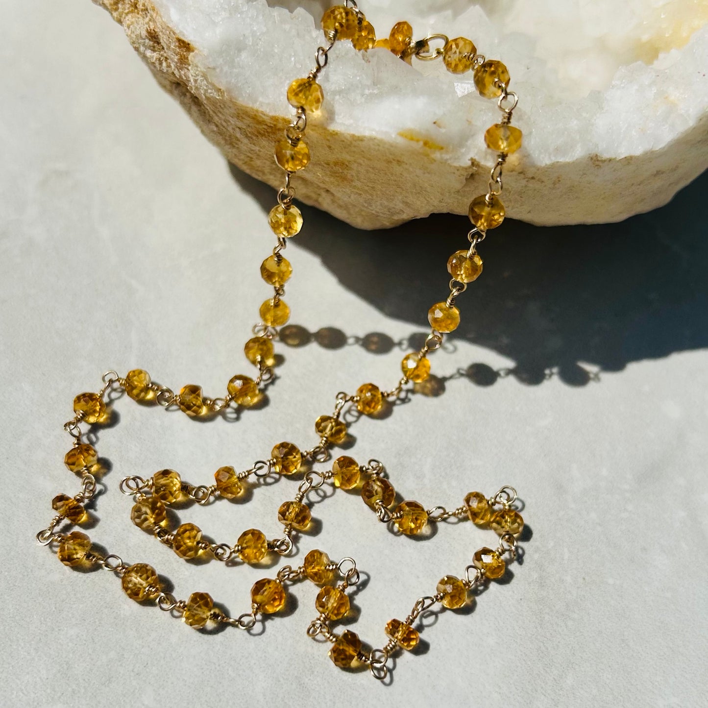 Gemstone Rosary Necklace ~ Large Citrine