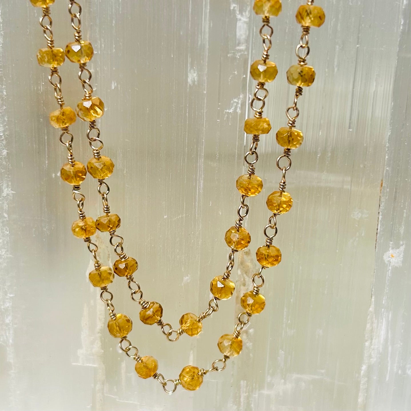 Gemstone Rosary Necklace ~ Large Citrine