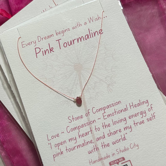 Pink Tourmaline Wish  Necklace