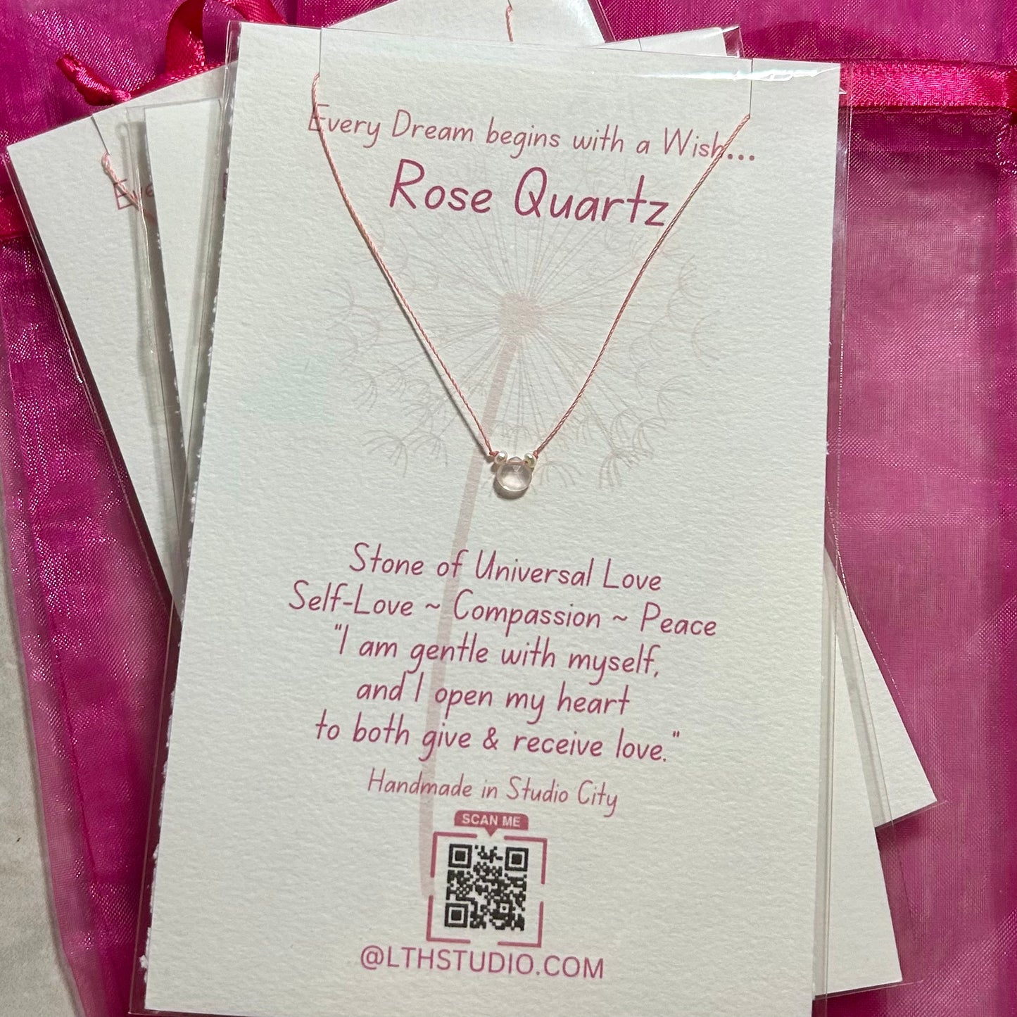 Rose Quartz Wish  Necklace