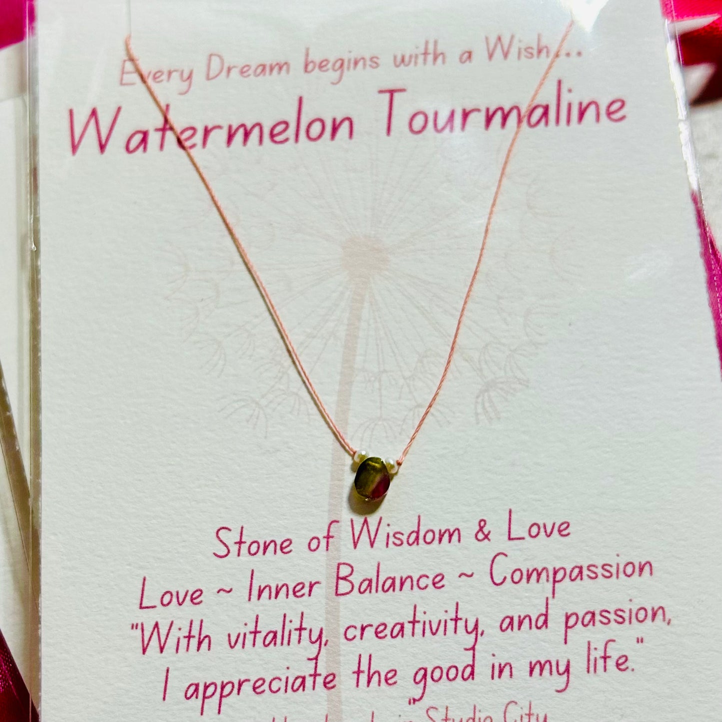 Watermelon Tourmaline Wish Necklace