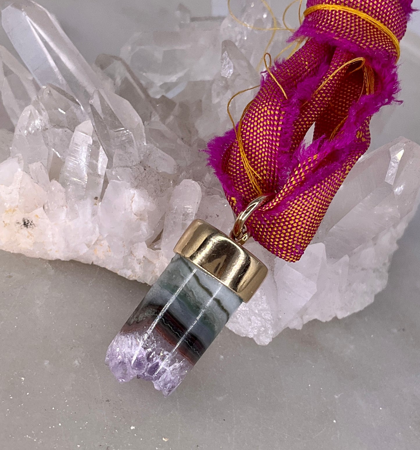 Rainbow Flourite Crystal Pendant