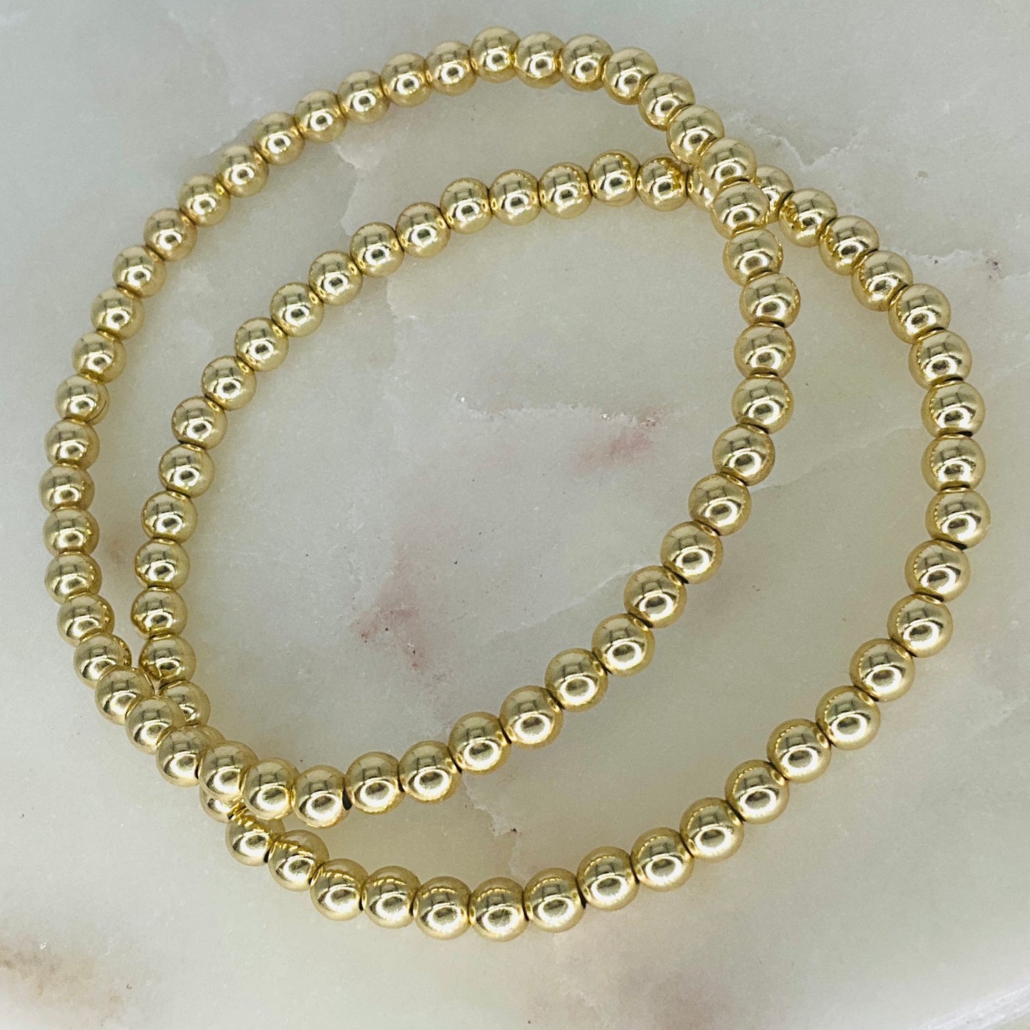 4mm Gold Bead Bracelet