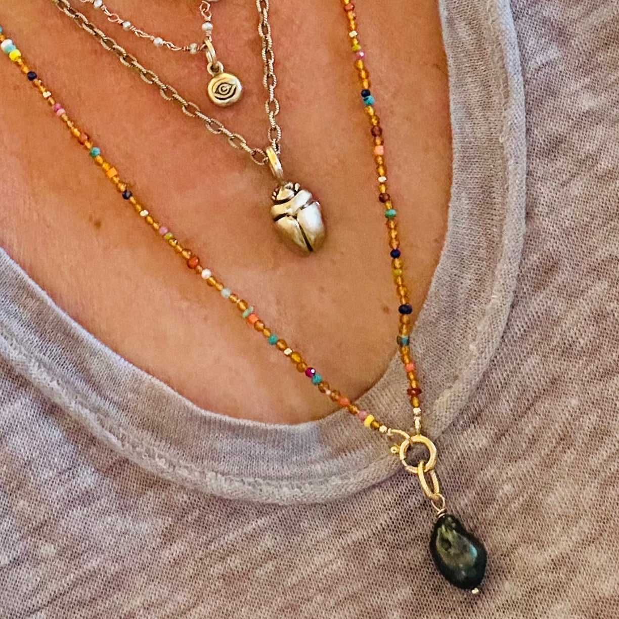 Amber & Gemstone Boheme Necklace