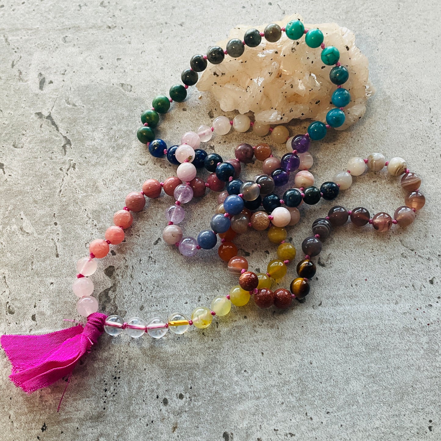 Sari Tassel Intention Mala ~ Pink (004)