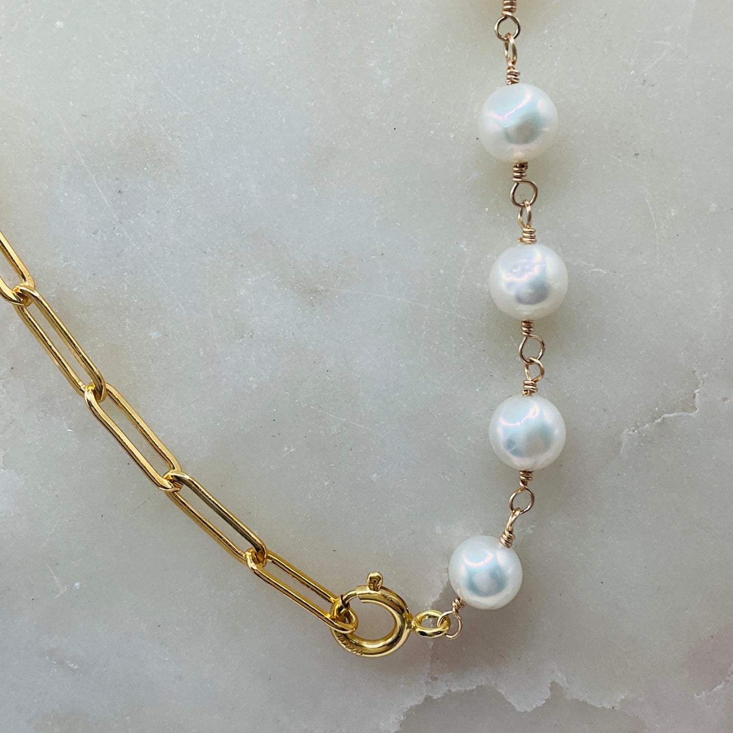 Chain Gang Pearl Necklace