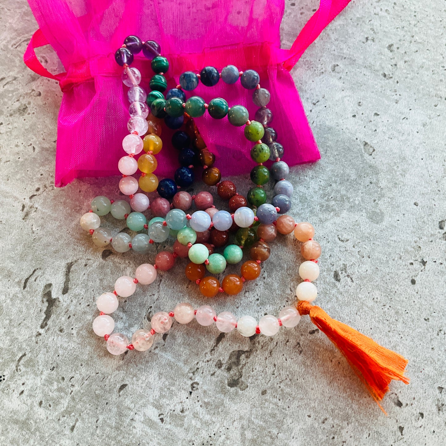 Sari Tassel Intention Mala  ~ Orange (008)