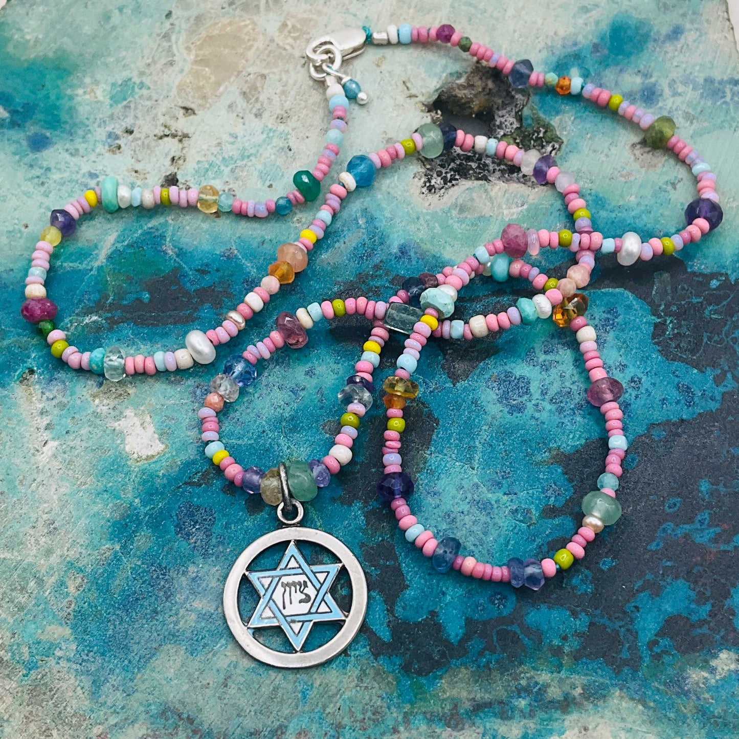 Enamel Star of David Charm Necklace