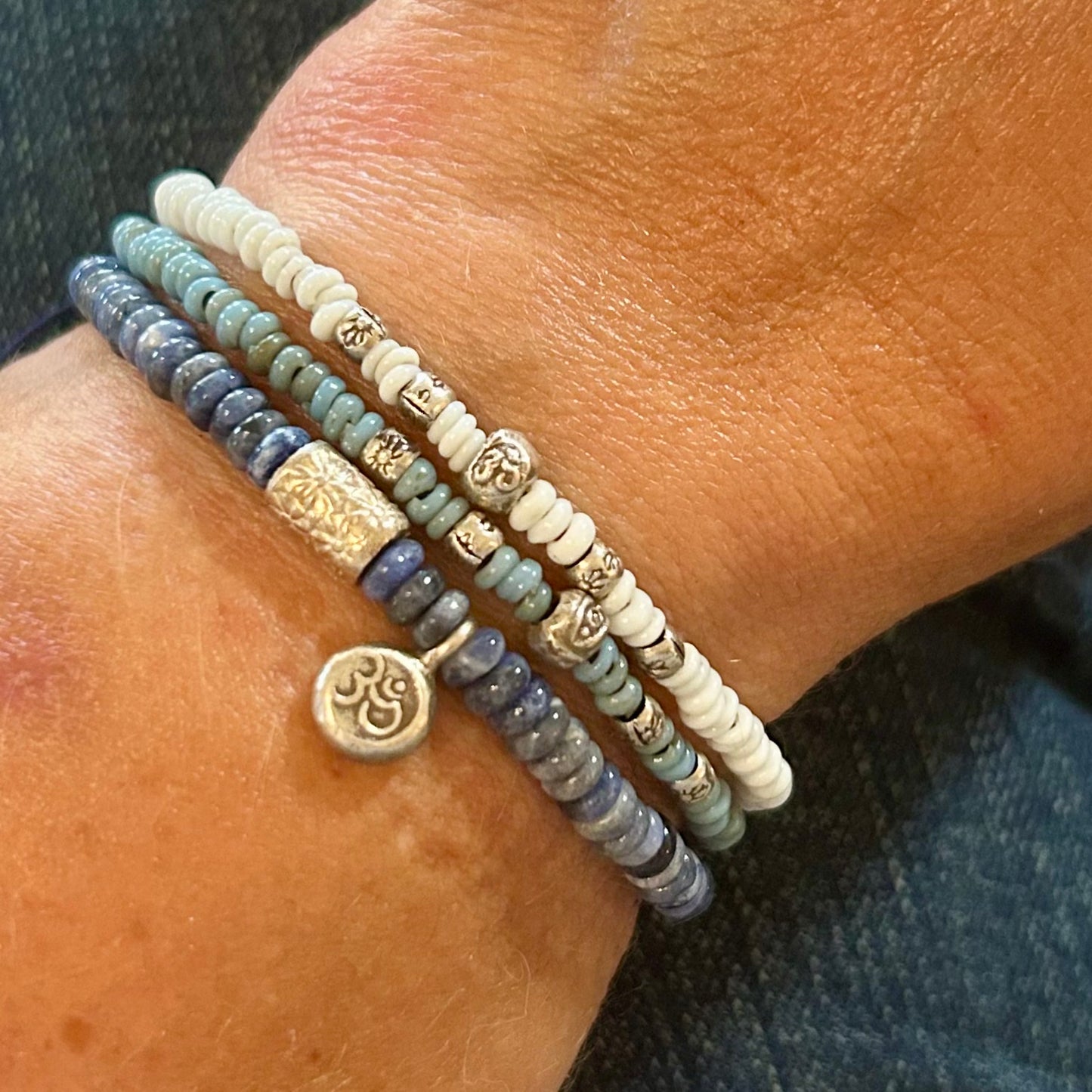 Heishi Sodalite Om Bracelet