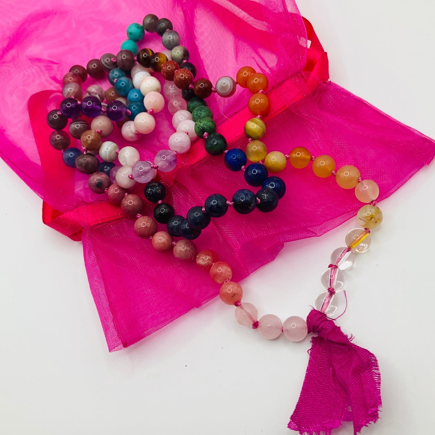 Sari Tassel Intention Mala ~ Pink (004)