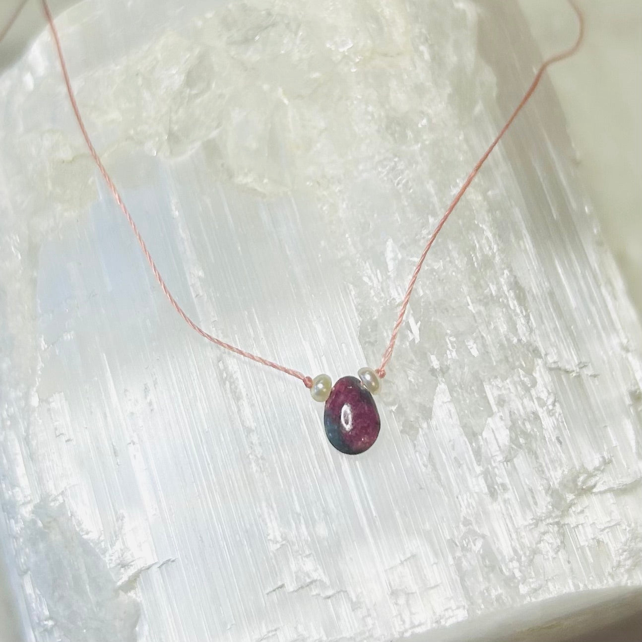 Tiny Wishes Necklace – Ruby Zoisite (Courage & Growth)