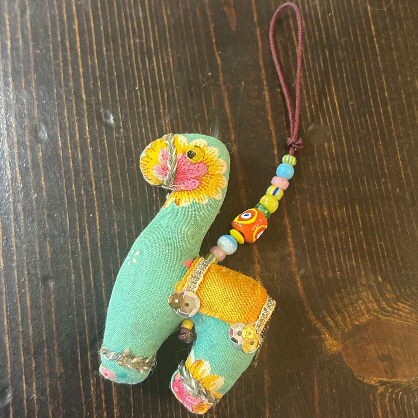 Sari Elephants and Llamas with Trade Beads Handbag Charms