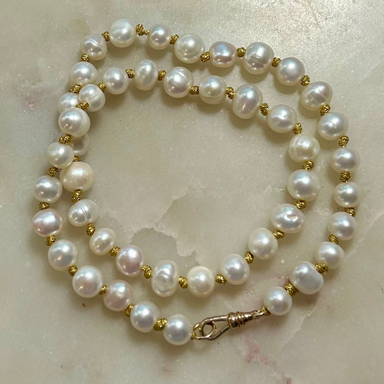 Gilded Elegance ~ Natural Mixed Pearls Necklace