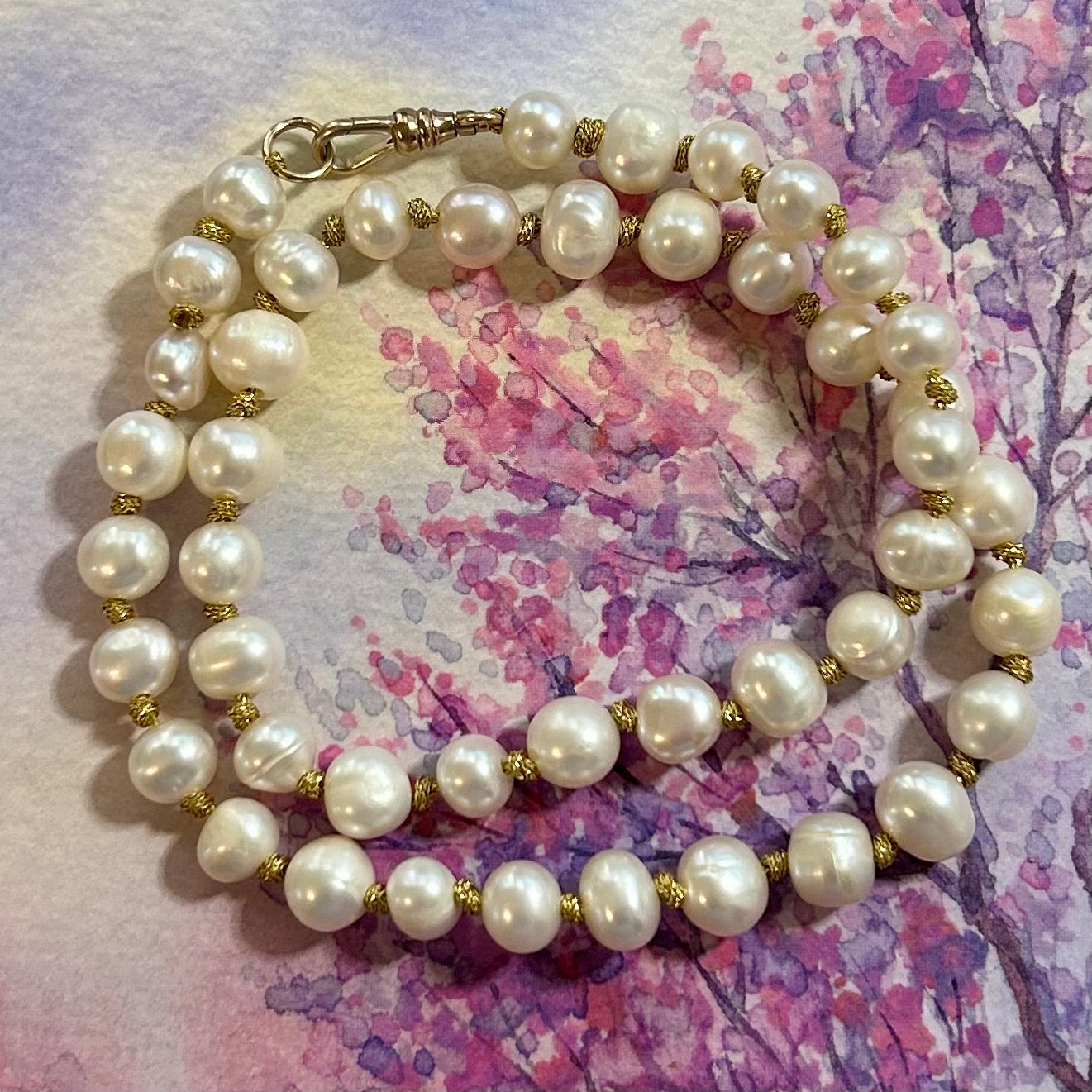 Gilded Elegance ~ Natural Mixed Pearls Necklace