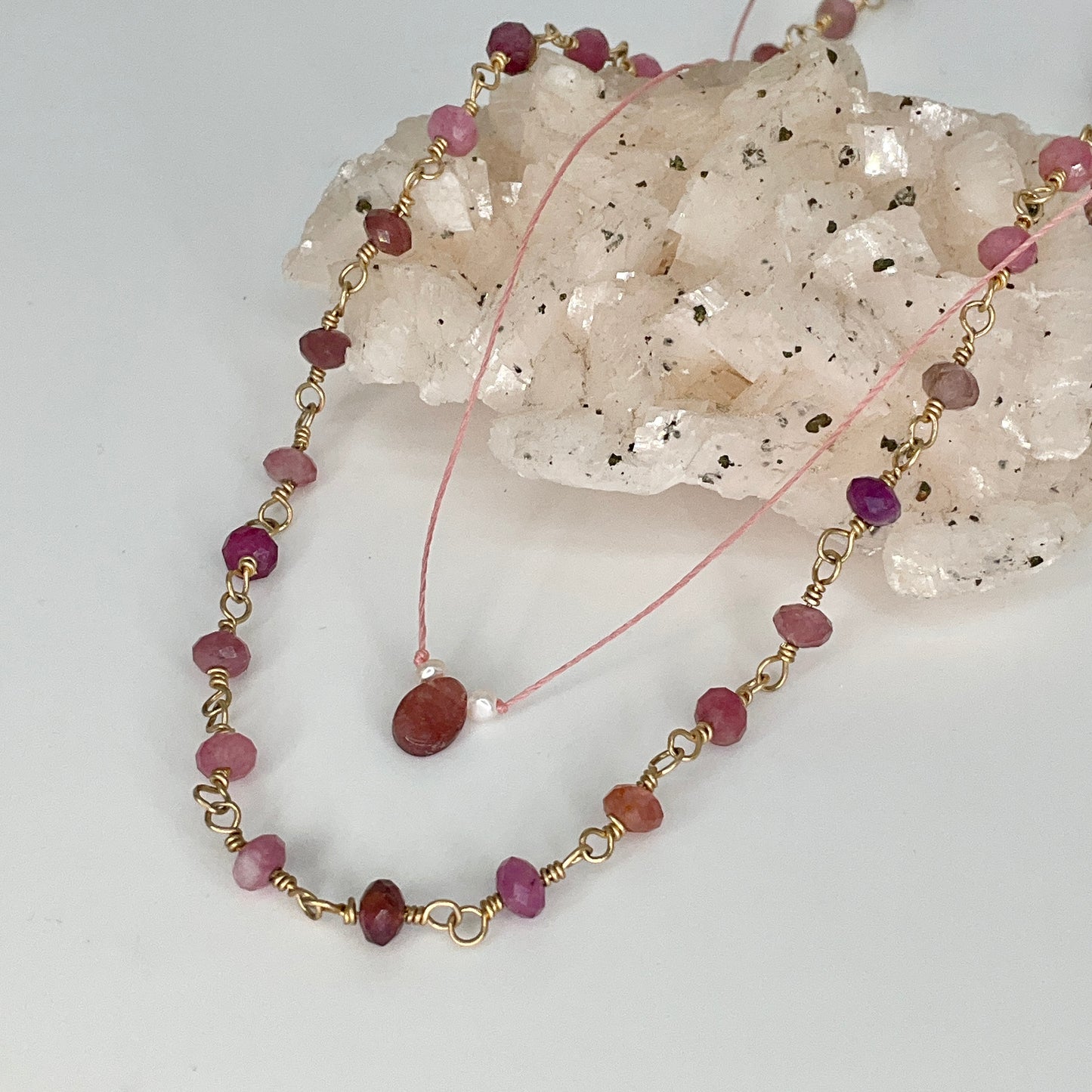 Pink Tourmaline Wish  Necklace