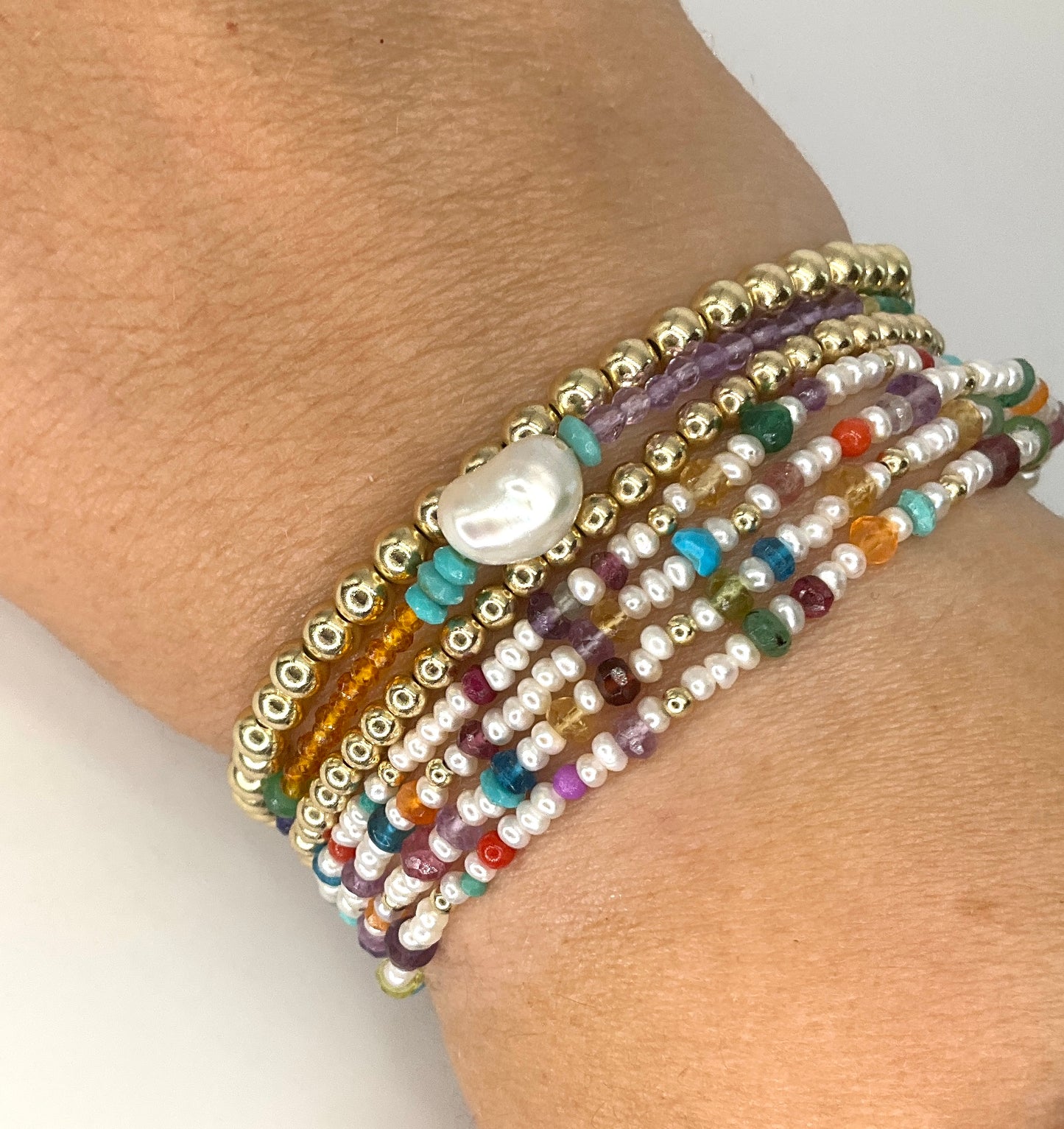 Pearl & Gemstone Wrap Bracelet