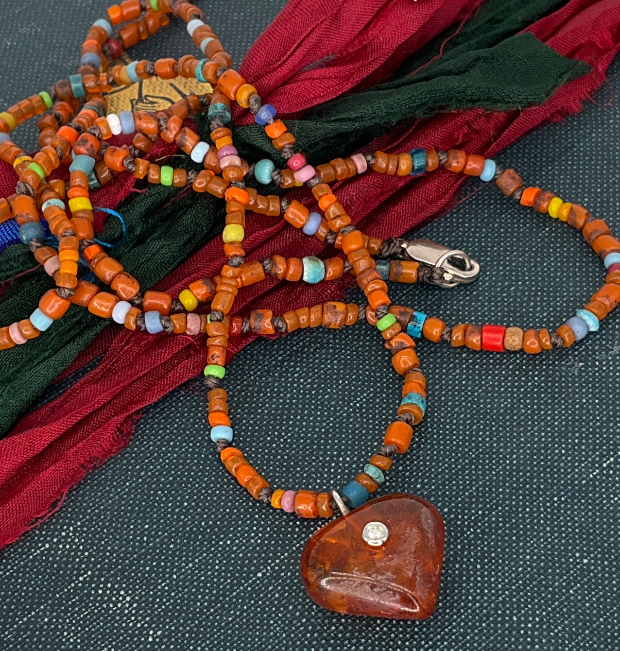 Vintage Amber Heart Necklace