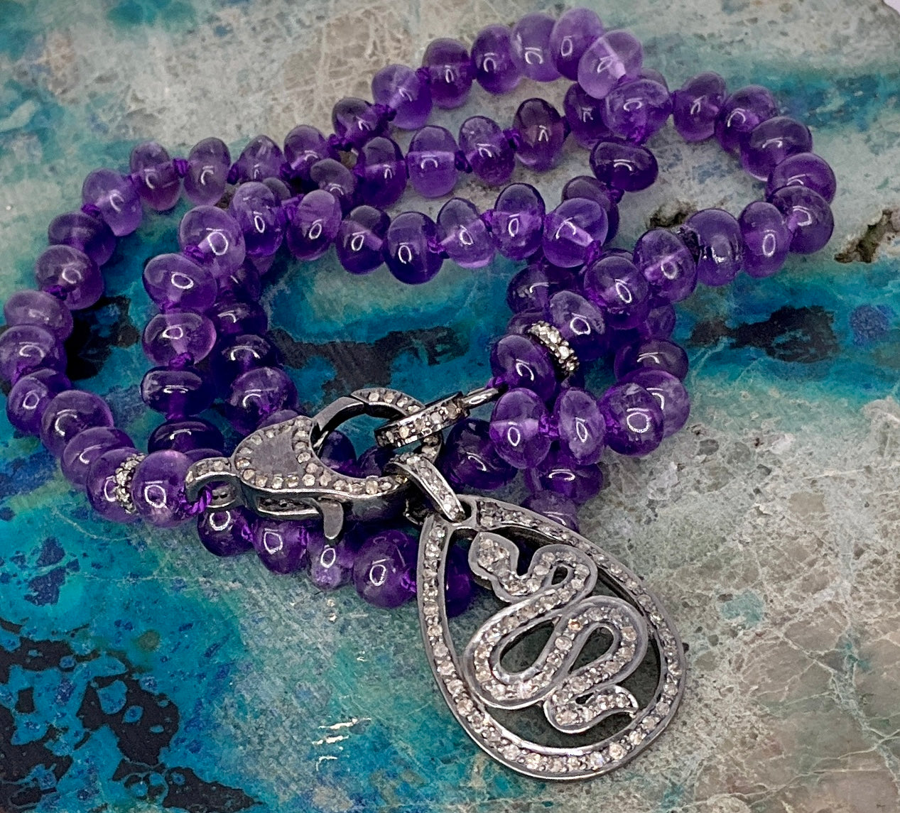 Diamond Transformation Snake with Amethyst Necklace